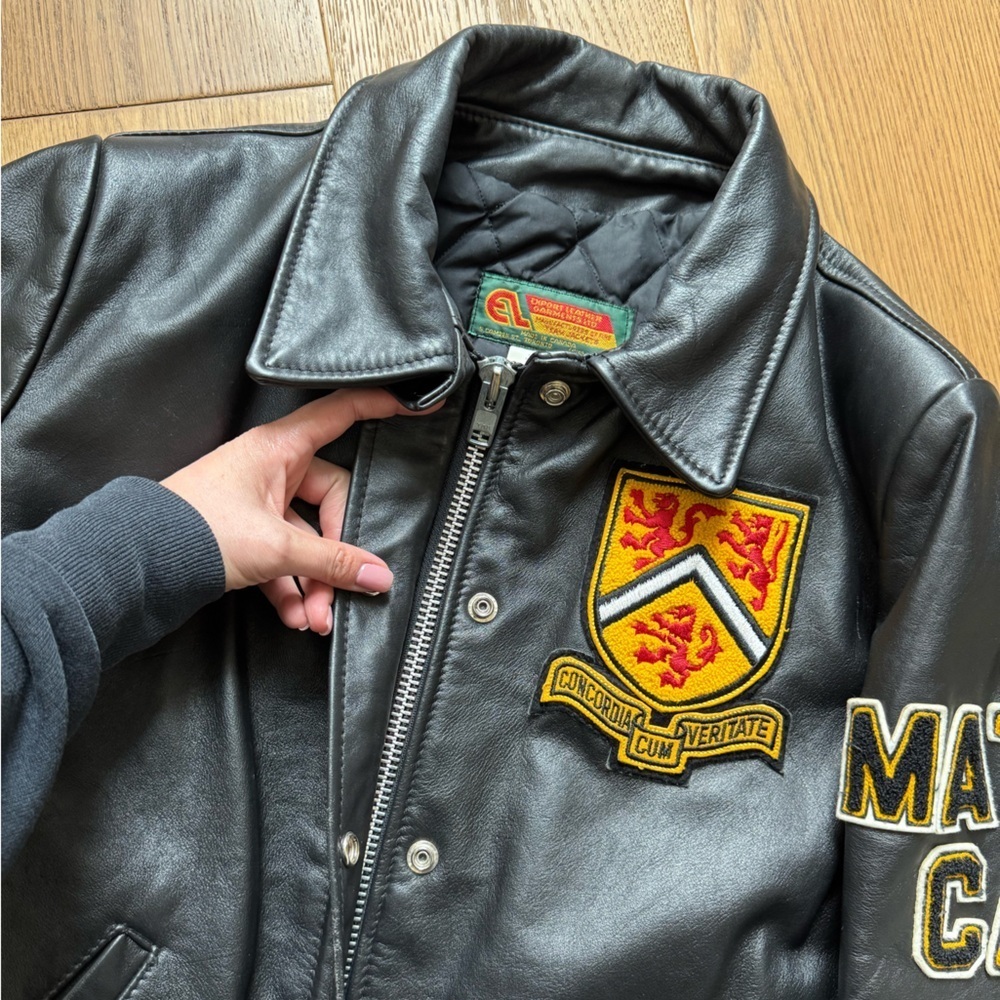 University of Waterloo 1999 Vintage Letterman Ladies Jacket - Black Leather - M - Picture 8 of 12
